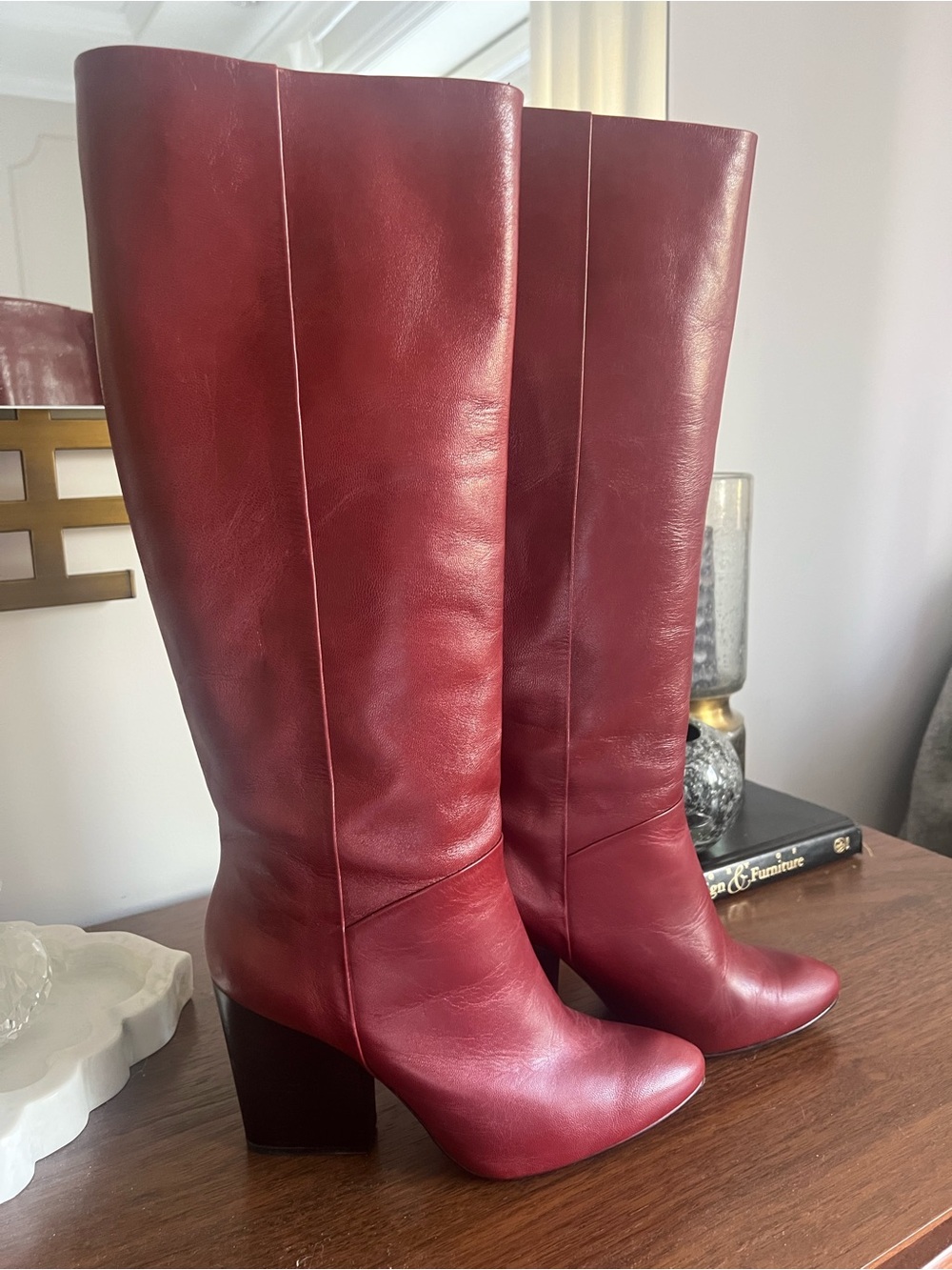 Rachel Comey Tall Burgundy Leather Boots